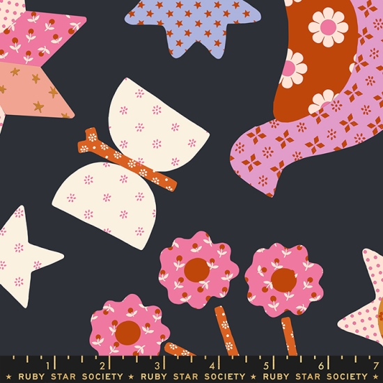 Baumwolle Patchwork -  Alexia Abegg - Ruby Star Society - Meadow Star - Soft Black Applique Menagerie